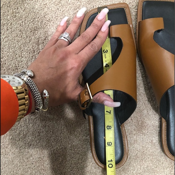 Zara Caramel Sandals Square Slides - Picture 9 of 10